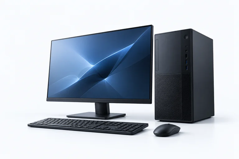 Computador de mesa com monitor, gabinete, teclado e mouse